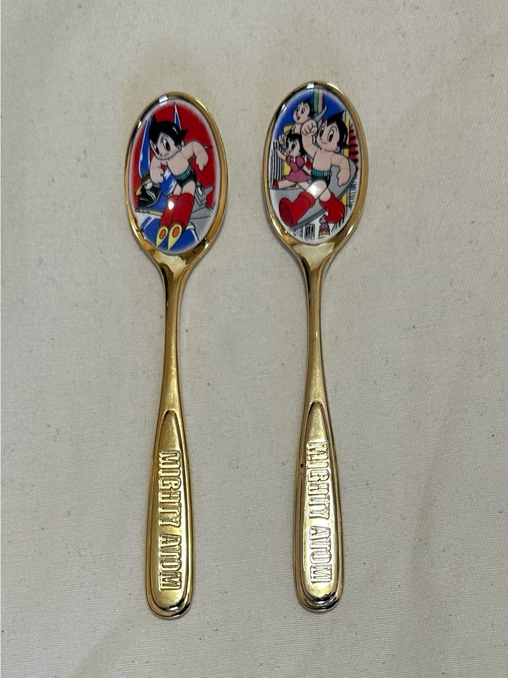 Astro Boy Gold Tone Decorative Spoon Set in Red and Blue